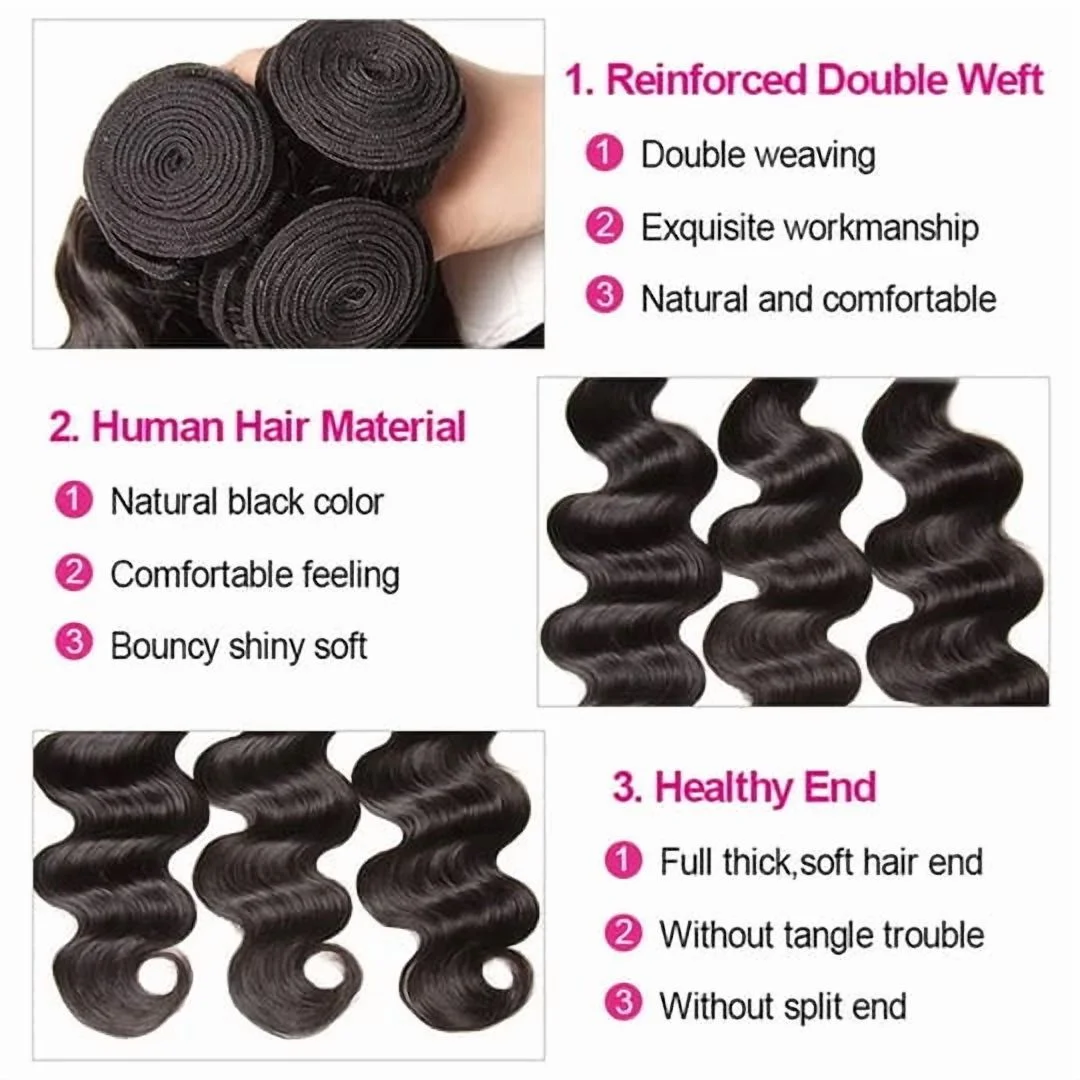 Better Hair, Less Money - Master Blend Hair Body Wave Color 1B 12 14 16 18 20 22 24 26 28 30 in Double Weft Basics Color for Women