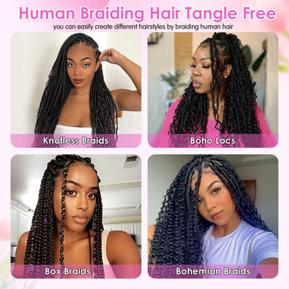Better Hair, Less Money Color Natural Black Human Braiding Hair Deep Wave Bulk 100% HumanMink Hair 100g/bundle 18-22 inch