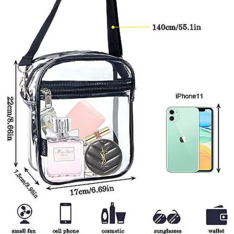 Clear Crossbody Bag, Stadium Approved Clear Purse Bag for Concerts Sports Events Festivals
