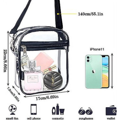 Clear Crossbody Bag, Stadium Approved Clear Purse Bag for Concerts Sports Events Festivals