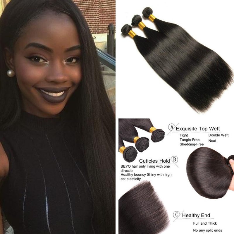 Brazilian Straight Virgin Human Hair 3 Bundles