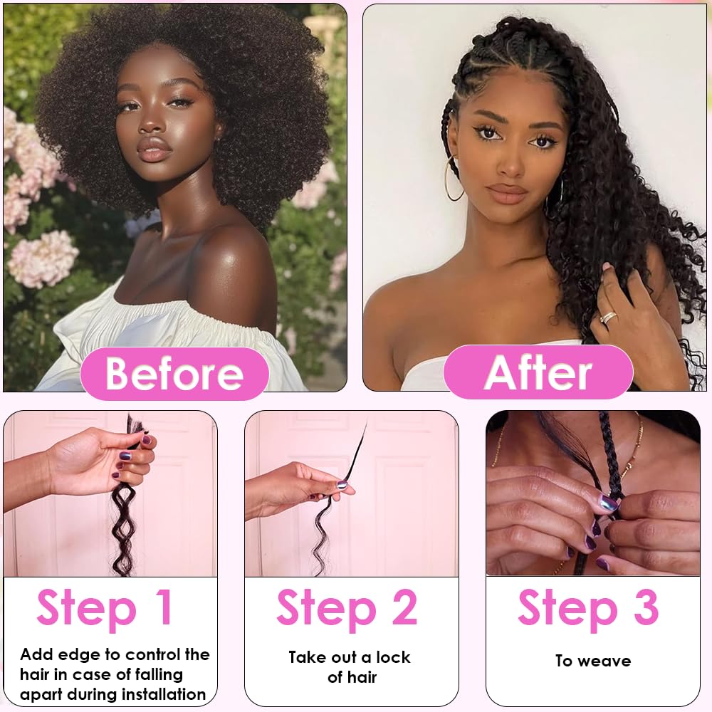 Better Hair, Less Money Color Natural Black Human Braiding Hair Deep Wave Bulk 100% HumanMink Hair 100g/bundle 18-22 inch