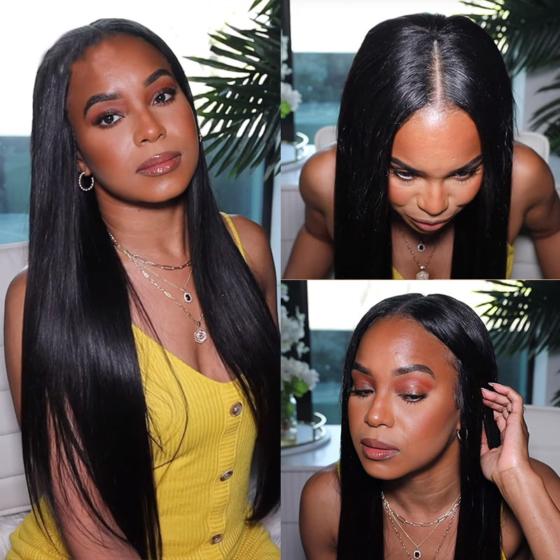 U Part/V Part Wig Straight 100 unprocess Virgin remy Human Hair Quick & Easy Wig