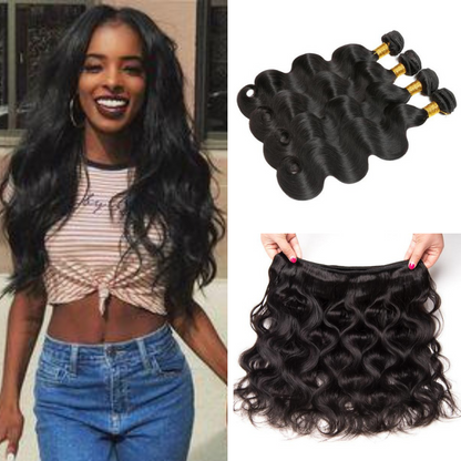 Unprocessed virgin hair Body Wave 100% Human Hair  natural black 4 Bundles deal