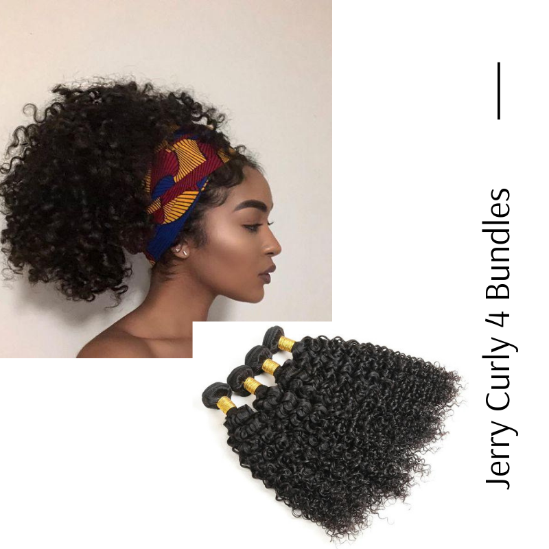 Unprocessed virgin hair Jerry Curl 100% Human Hair  natural black 4 Bundles deal
