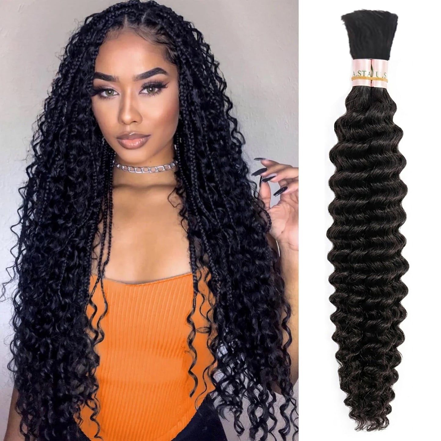 Boho Braiding 100 Human Hair natural black - Straight, Body Wave, Deep Wave, loose deep, Natural Wave, Jerry Curl, Water Wave 100g/pack