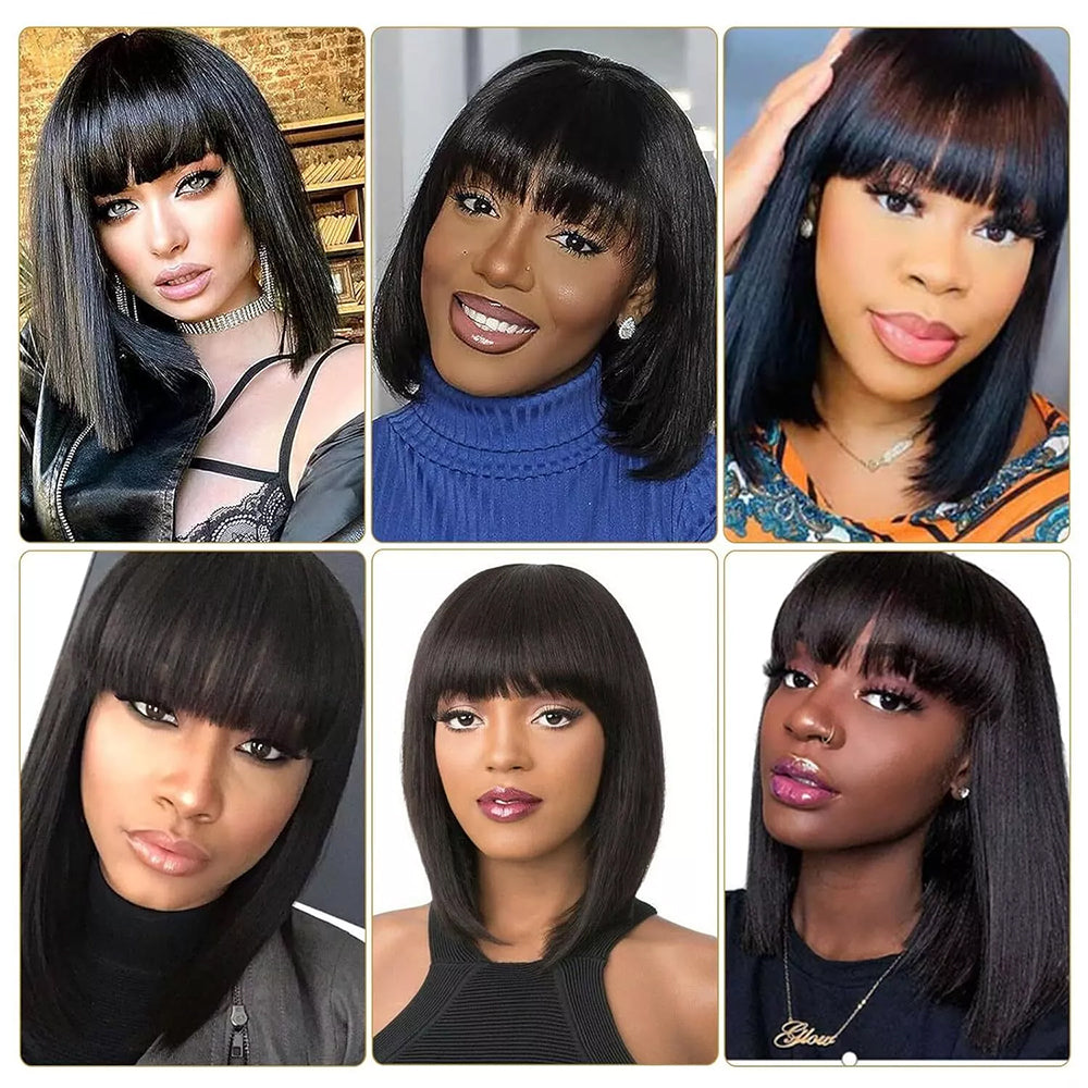 4/30 Brown to Auburn Ombre Straight Short Bob Wig – 10 Inch Human Hair