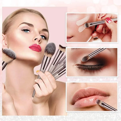 BESTOPE 14 Pcs Makeup Brushes with Case Bag Champagne Gold