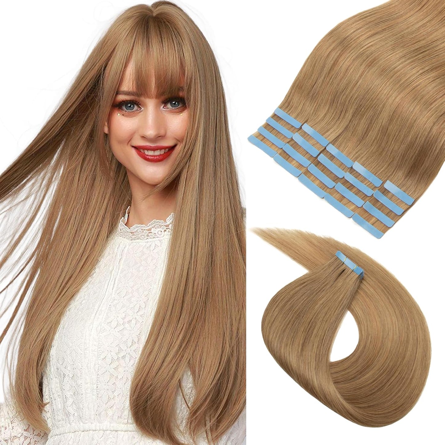 Master Blend Tape In Extensions Human Hair Blended Straight 20 Pcs/Pack, 50 Grams – Ustar Basics, 400°F Safe, Better Hair Less Money