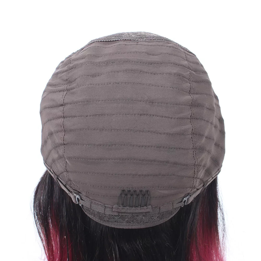 1B/99J Black & Burgundy Ombre Straight Short Bob Wig – 10 Inch Human Hair