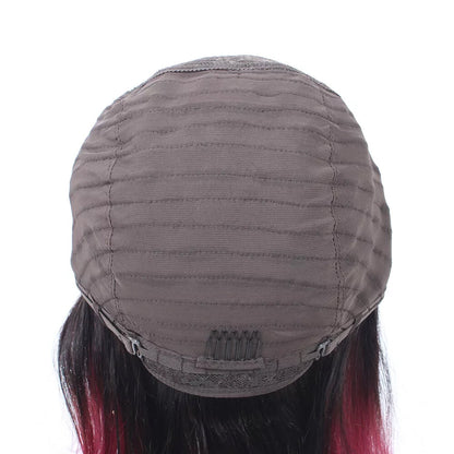 1B/99J Black & Burgundy Ombre Straight Short Bob Wig – 10 Inch Human Hair