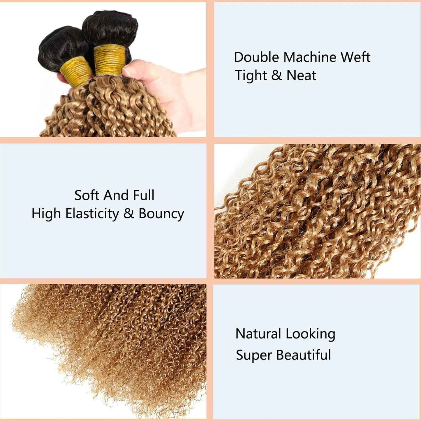 Ombre Black & Ash Blonde (1B/27) Jerry Curl 100% Virgin Human Hair Bundles | Defined Curls & Two-Tone