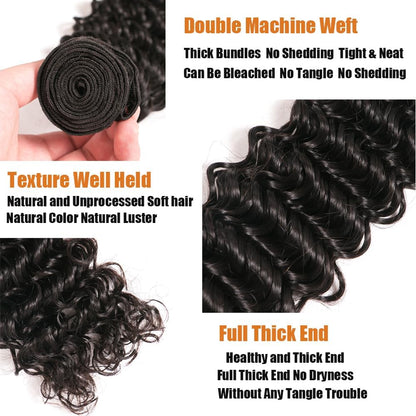 100% Affordable Human Hair Deep Wave Bundles | Natural Black 1B | 10"-28" | Volume & Defined Curls