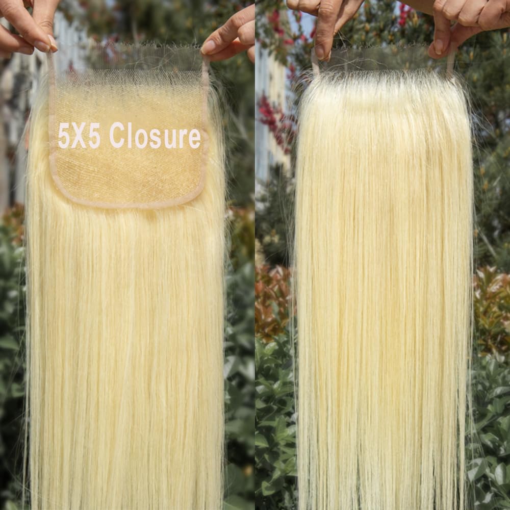 5X5 HD Lace Closure 613 Blonde Human Hair Straight Swiss Lace, Skin-melt Lace, Invisible Lace – Virgin Remy Hair