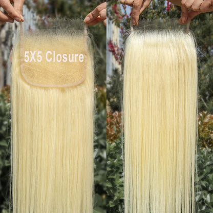5X5 HD Lace Closure 613 Blonde Human Hair Straight Swiss Lace, Skin-melt Lace, Invisible Lace – Virgin Remy Hair