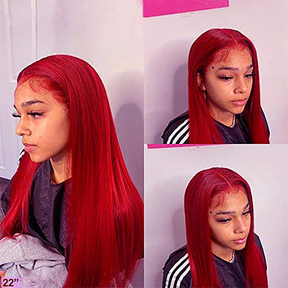 Red Straight 13x4  wig