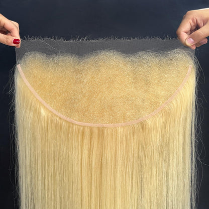 13x6 HD Lace Frontal 613 Blonde Straight 100% Human Hair Swiss Lace, Skin-melt Lace, Invisible Lace – Wider Part