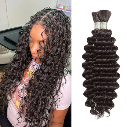 Better Hair, Less Money Color #2 Human Braiding Hair deep Wave Bulk 100% HumanMink Hair 100g/bundle 18-22 inch