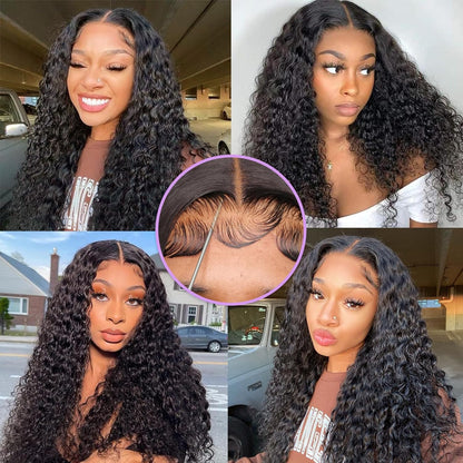 5x5 Lace Wear to Go Glueless Deep Wave Lace Closure Wig 100 Virgin Human Hair Natural Color Wig