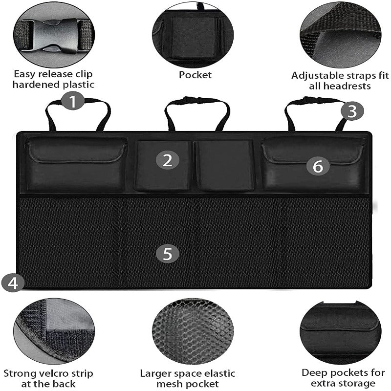 Backseat Hanging Car Trunk Organizer With 9 Large Storage Bag