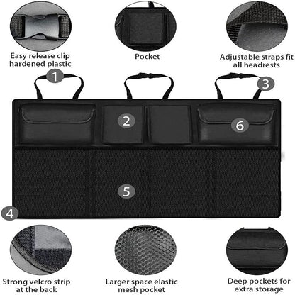 Backseat Hanging Car Trunk Organizer With 9 Large Storage Bag