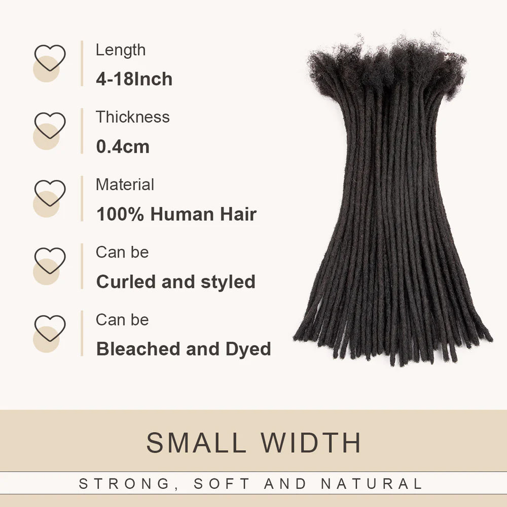 Extensiones de rastas de cabello humano de 0.4 cm de grosor para hombres y mujeres, de 4 a 18 pulgadas