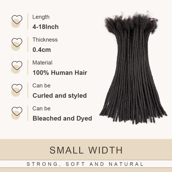 Extensiones de rastas de cabello humano de 0.4 cm de grosor para hombres y mujeres, de 4 a 18 pulgadas