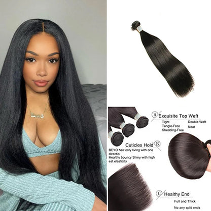 100% Affordable Human Hair Straight Bundles | Natural Black 1B | 10"-28" | Sleek Silky Weave