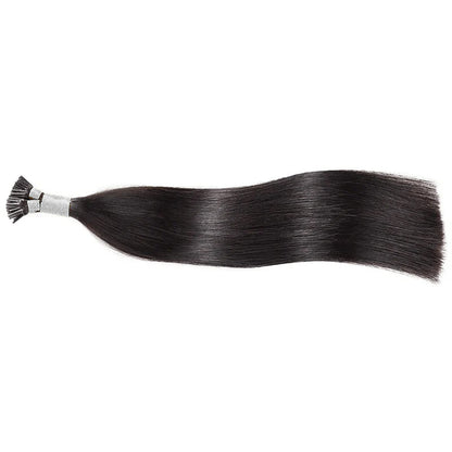 I-tip Double Drawn Hair Extensions Natural Black Straight – 100% Human Hair, Fuller & Thicker, 18"-24"