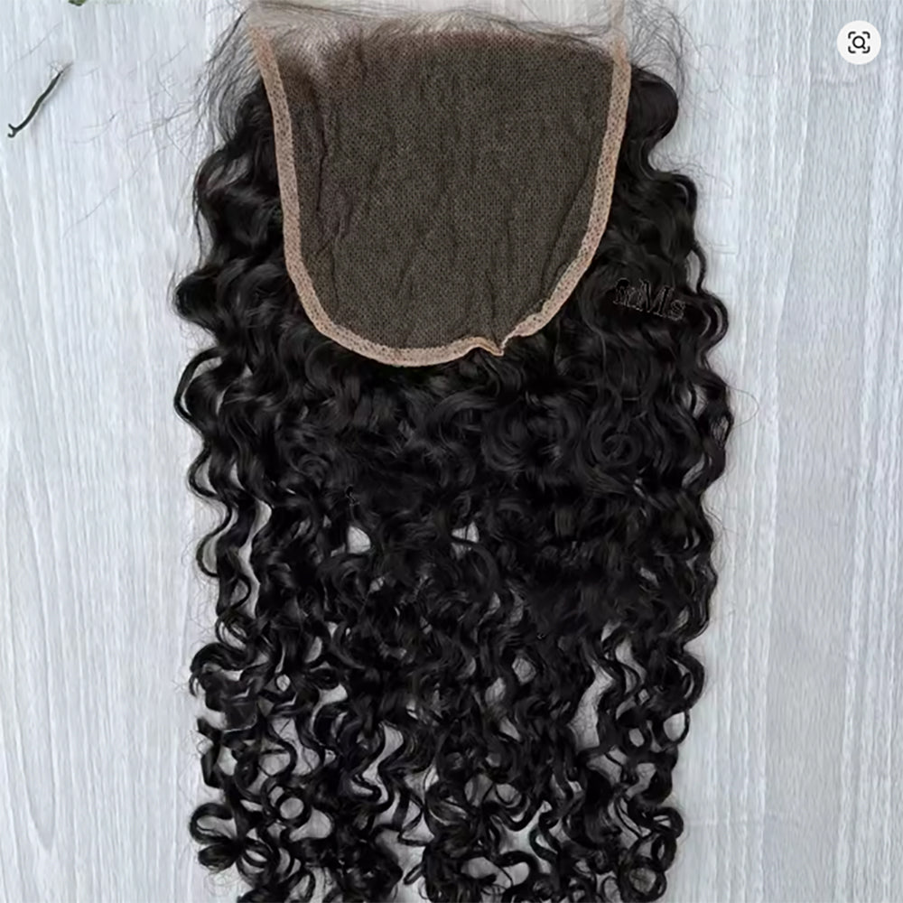 5x5 Transparent Lace Burmese Curl Lace Closure Brazilian Virgin Human Hair | Free Part, Bleached Knots