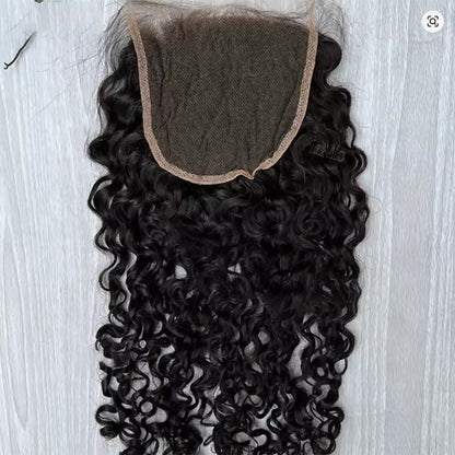5x5 Transparent Lace Burmese Curl Lace Closure Brazilian Virgin Human Hair | Free Part, Bleached Knots