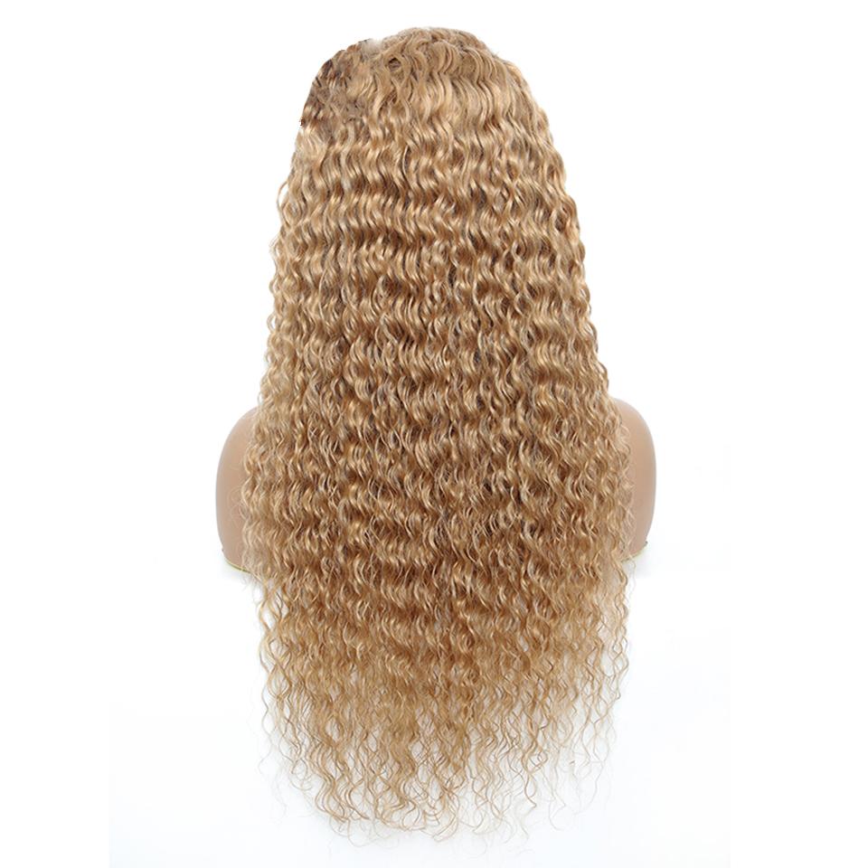 HD Lace 5X5  Closure Wig Color Honey Blonde (#27) Deep Wave  Human Hair Wig