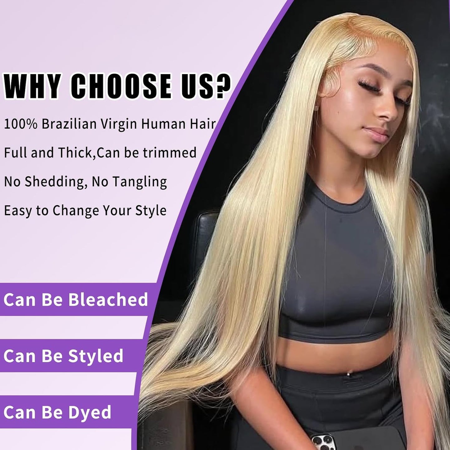 Premium 613 Gloden Blonde Hair Straight Unprocessed 100% Human HairAsh Blonde Color | Single Donor Cuticle Intact Virgin Remy Bundles