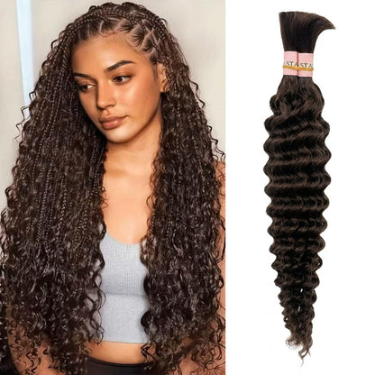 Color #2, #27,#33,Natural Black Human Braiding Hair deep Wave Bulk 100% Human Mink Hair 100g/pack 18-22 inch