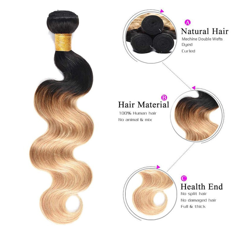 Ombre   Black and Blonde Body Wave 100% Virgin Human  Hair