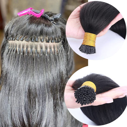I-tip Premium Hair Extensions Natural Black Straight, Deep Wave, Kinky Straight – 100% Human Hair, Pre-Bonded