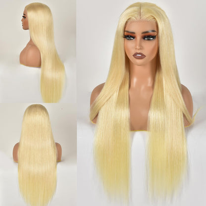 Blonde 5x5HD Closure Wig Color #613 Straigth 200 Density 100% Human Hair Blonde Wig