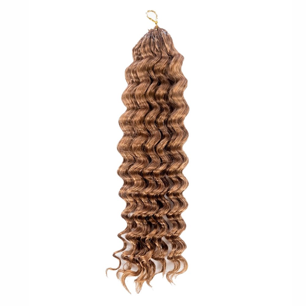 #30 Deep Wave Crochet 100% Human Hair - Rich Chestnut Brown Deep Wave Boho Braiding Hair For Miracle Knots (50g/Pack)
