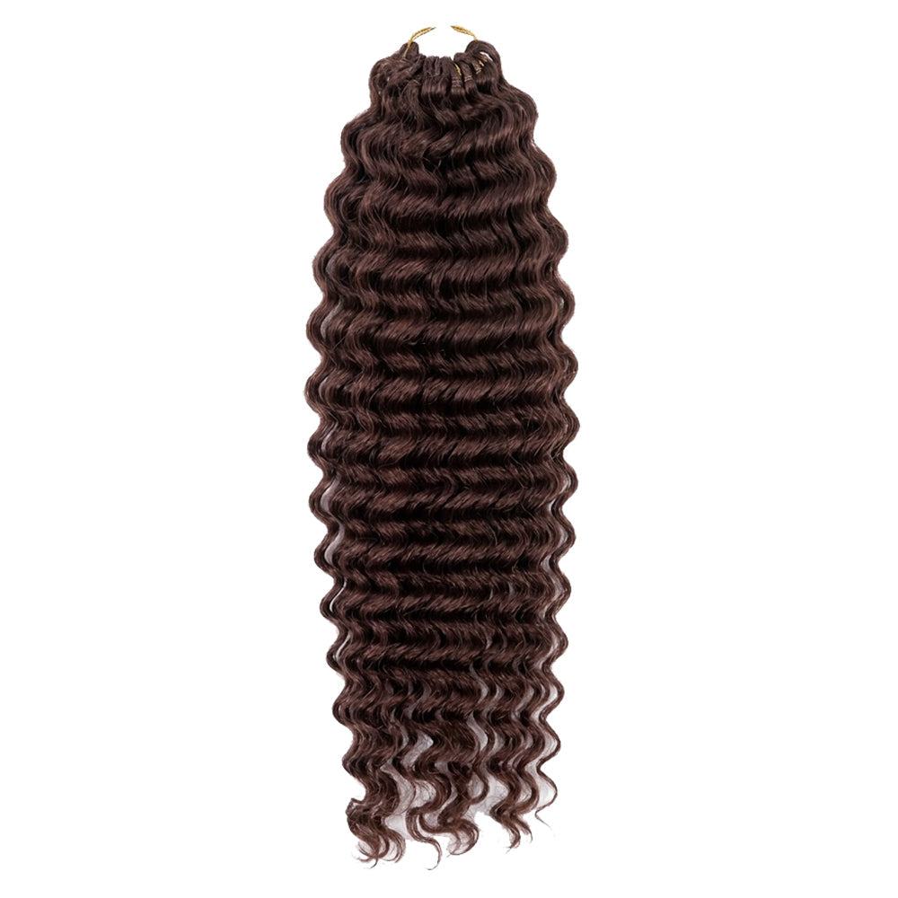 #8 Deep Wave Crochet 100% Human Hair - Medium Brown Boho Braiding Hair For Miracle Knots (50g/Pack)