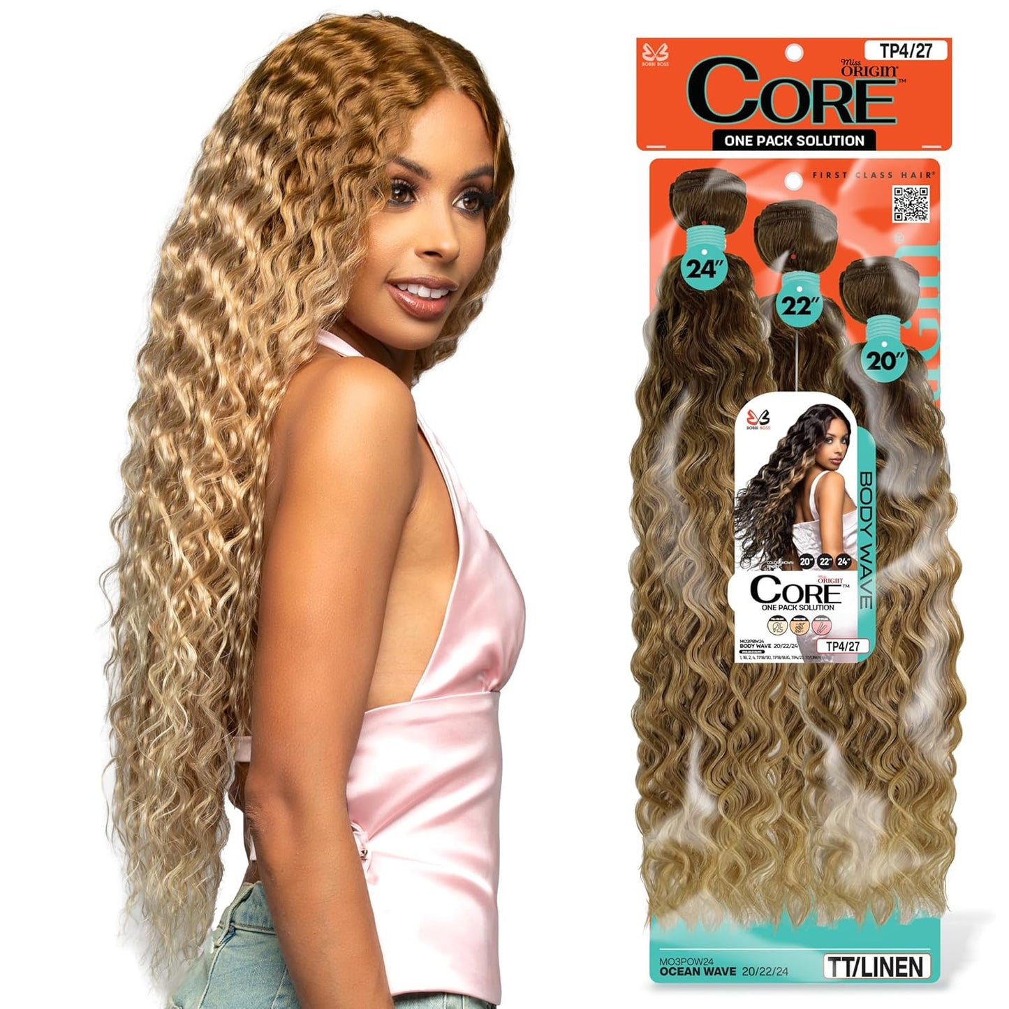 Quick Weave Combo Set 3 Bundle of Ocean Wave 20 22 24 inches With Black and Brown Wig Caps and Super Bond Glue