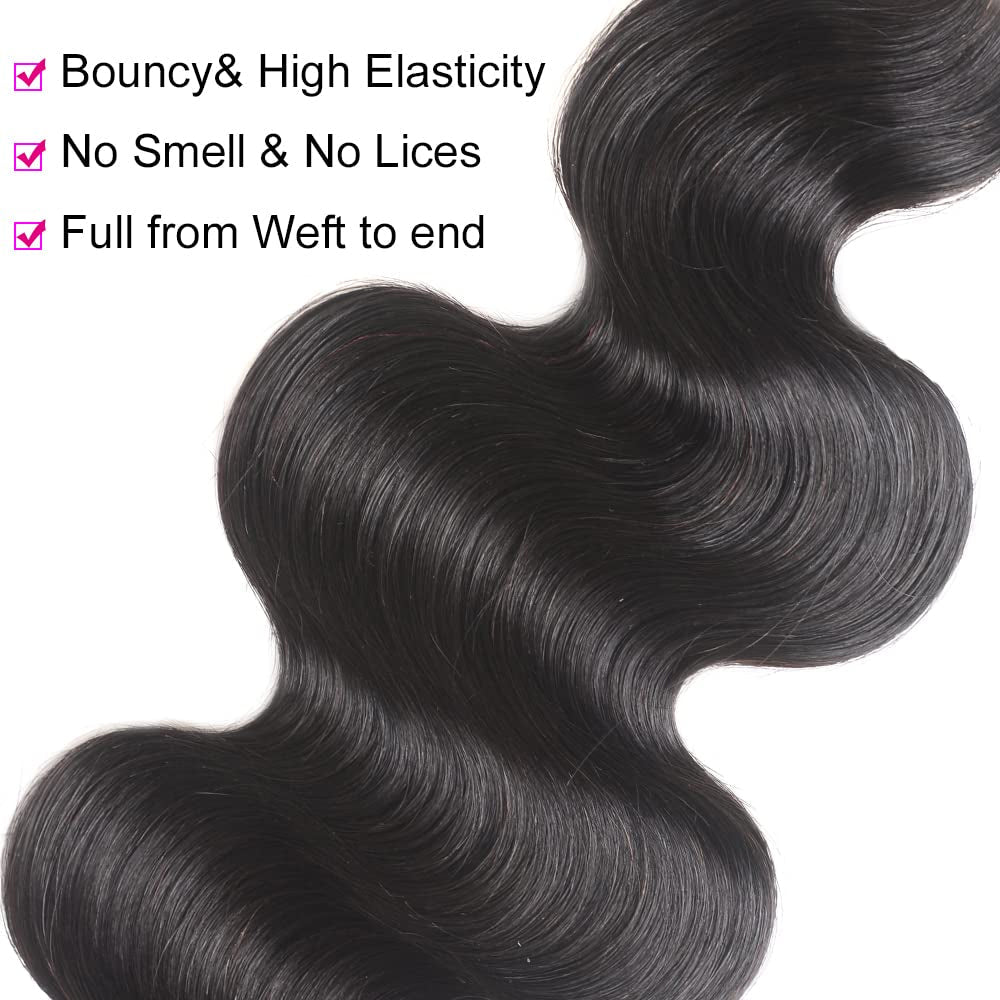 100% Affordable Human Hair Bundles - #1 Jet Black Body Wave Remy Hair Extensions (10"-30")