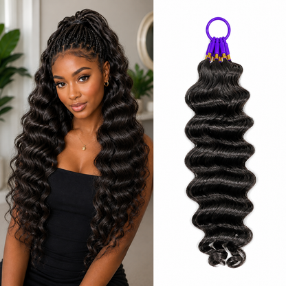 #2 Deep Wave Crochet 100% Human Hair - #2 Dark Brown Boho Braiding Hair For Miracle Knots (50g/Pack)
