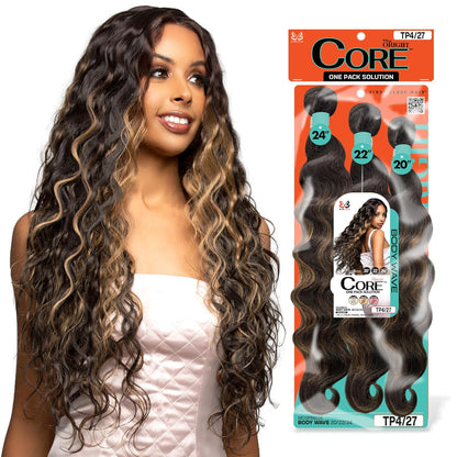 Quick Weave Combo Set 3 Bundle of Body Wave 20 22 24 inches With Black and Brown Wig Caps and Super Bond Glue