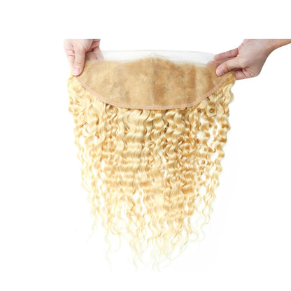 13x4 HD Lace Frontal 613 Blonde Deep Wave 100% Human Hair Swiss Lace, Skin-melt Lace, Invisible Lace – Ear to Ear
