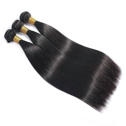 12A Premium Indian Straight Hair Bundles – Jet Black #1 Silky Unprocessed Human Hair Extensions | Machine Double Weft 10"-24"