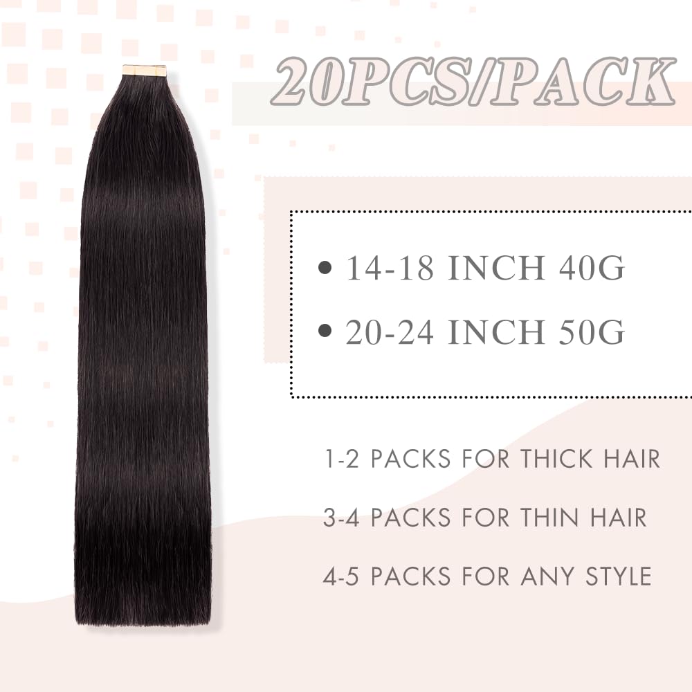 Premium Tape-in Human Hair Natural Color Straight – 20Pcs/Pack, Virgin Raw Hair, No Tangle, Seamless Blend
