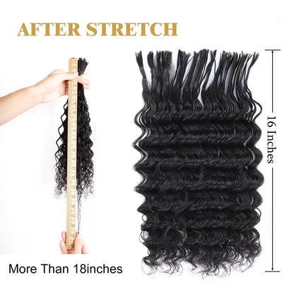 Pre-Divided 100% Human Hair Boho Braids - Deep Wave Natural Black Bulk Hair (50g-200g Options)