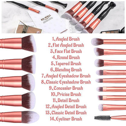 BS-MALL 14 Pcs Makeup Brushes  Stand Up Set Rose Golden Brushes