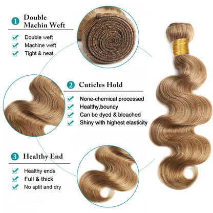Honey Blonde weft #27 Loose Wave 100% Human Hair Bundles | Unprocessed Virgin Remy Single Donor Cuticle Intact