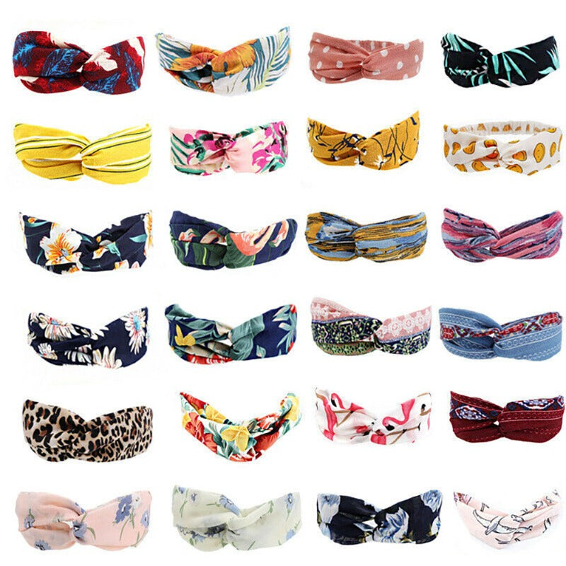 Boho Elastic Wrap Floral Twist Knot Headband Turban Multicolor Sports Hairband
